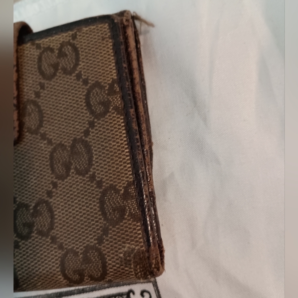 GUCCI GG Beige Canvas With Brn Leather Coin Purse Clutch/Wallet - Picture 4 of 15